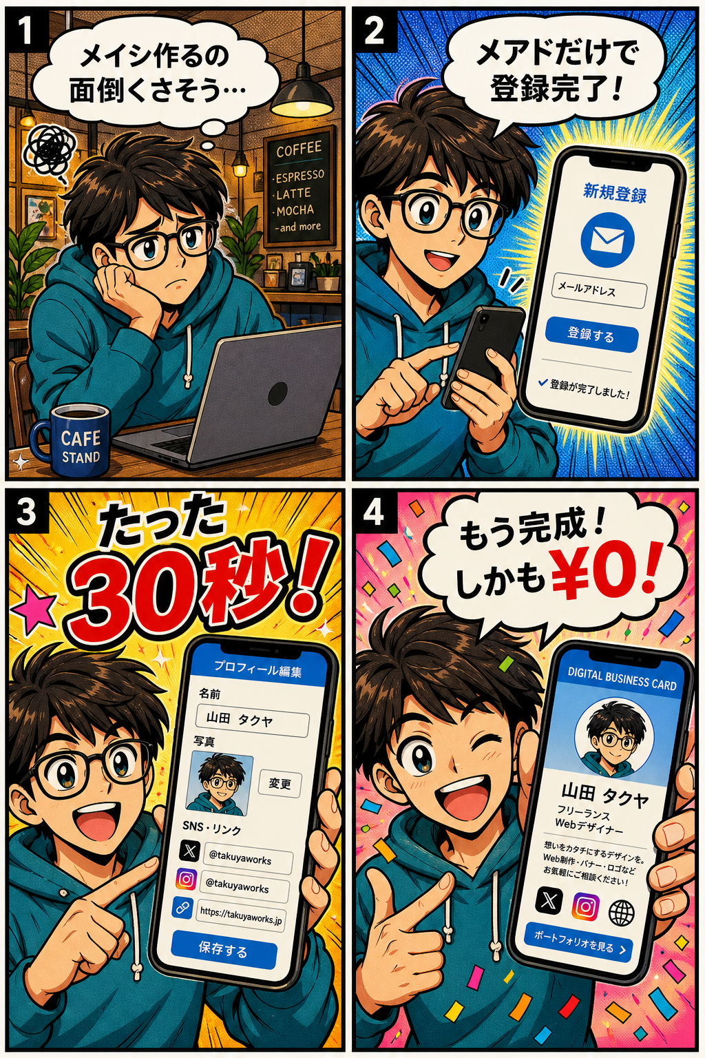 30秒でプロフィール作成・登録無料