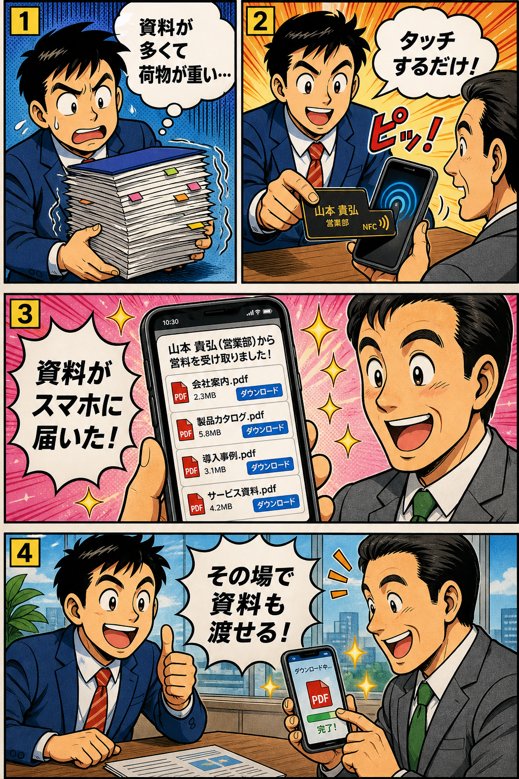 NFCタッチでPDF資料を渡せる