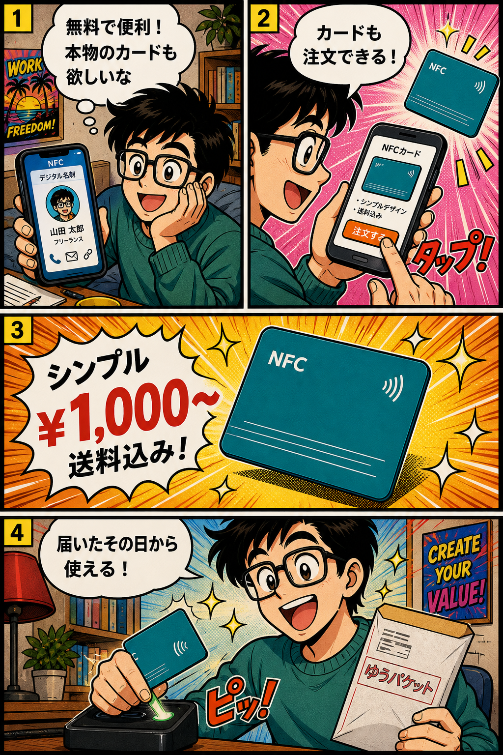 NFCカードを注文・送料込み¥1,000から