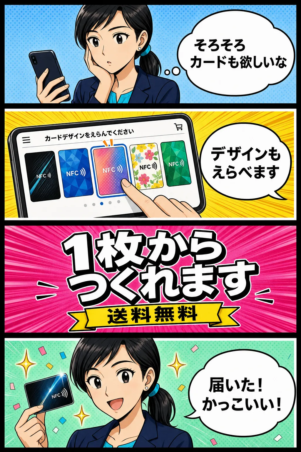 NFCカードは1枚から送料無料で注文できる